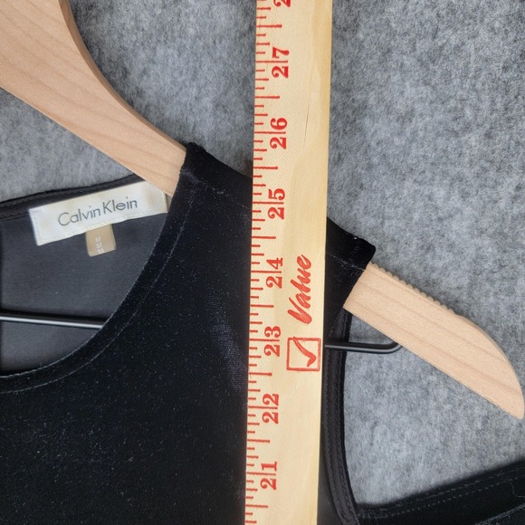 Calvin Klein Velvet 2 Pc Set Womens M Black Velvet Top Pants Stretch Outfit - Picture 13 of 16